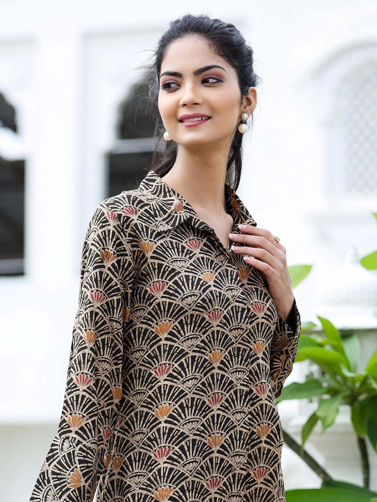 Printed Black Rayon Cotton Co Ord Set For Casual 2 Printed Black Rayon Cotton Co Ord Set For Casual - Image 2