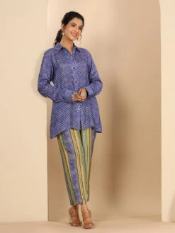 Printed Crepe Blue Co Ord Set