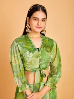 Printed Green Georgette Co Ord Set -Saree Luxe Shop printed green georgette co ord set 1691825539as2715030 4