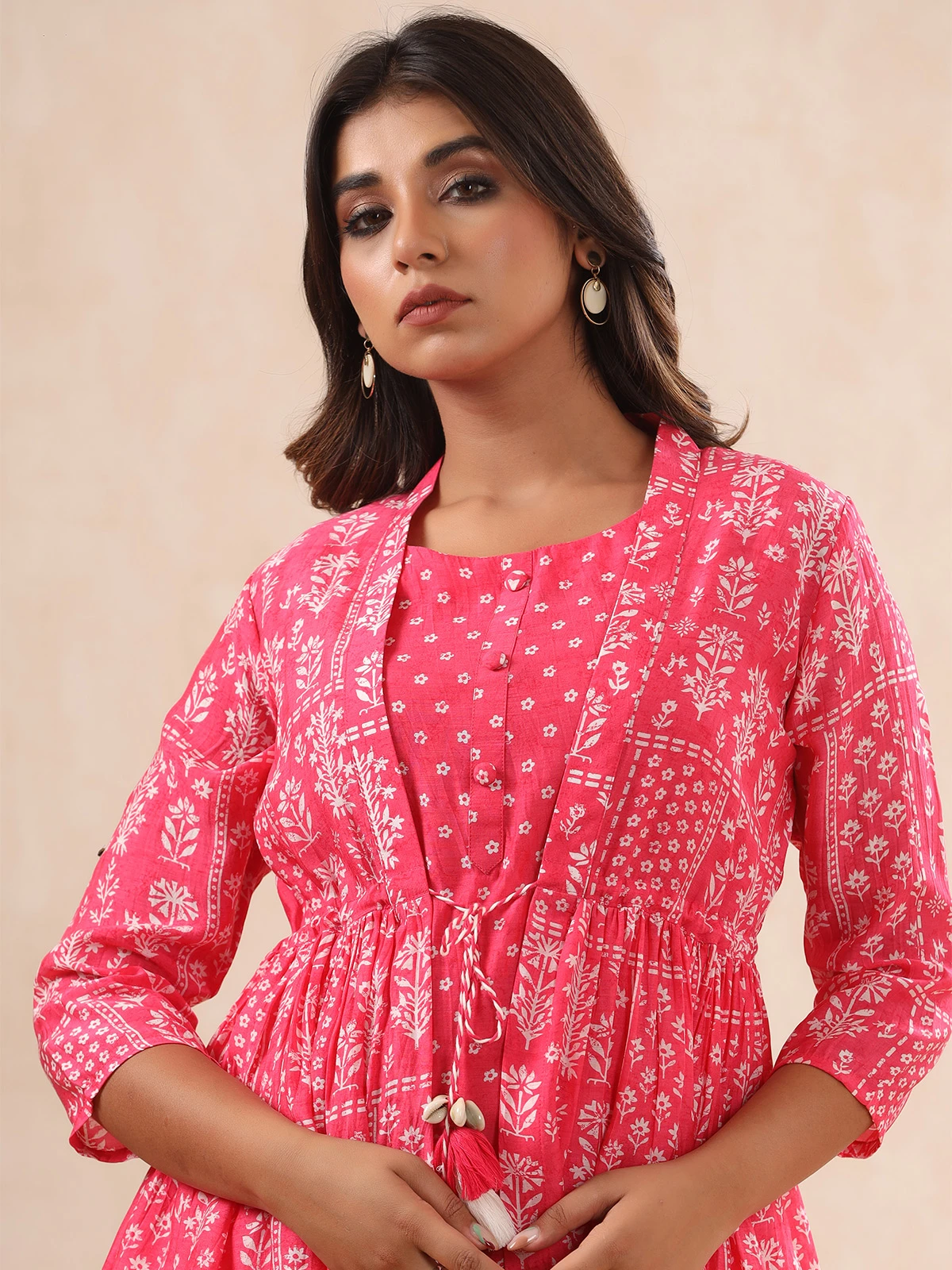 Printed Magenta Crepe Co Ord Set For Casual 3 Printed Magenta Crepe Co Ord Set For Casual - Image 3