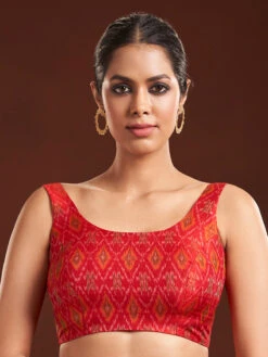 Printed Red Silk Blouse