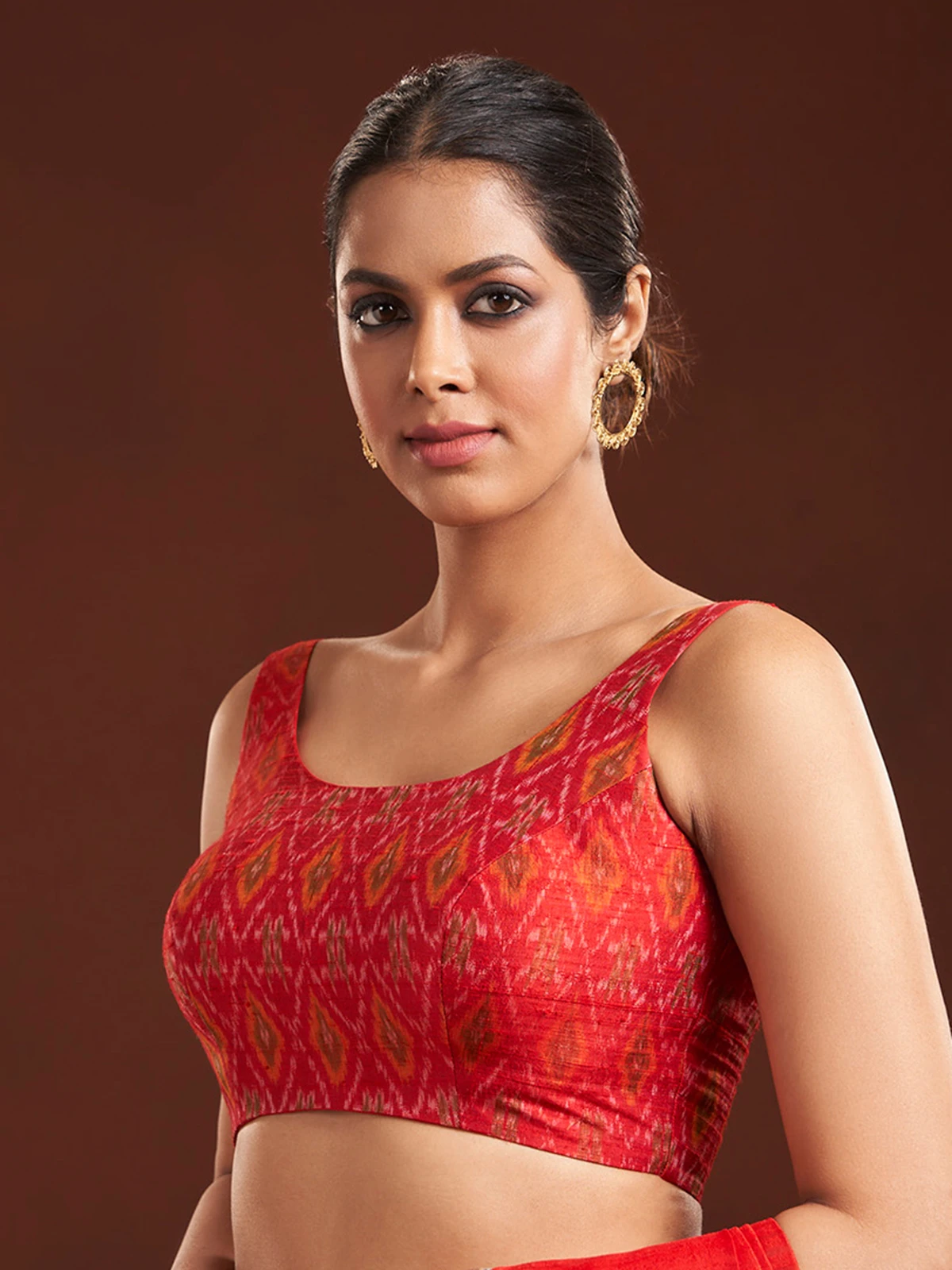 Printed Red Silk Blouse 3 Printed Red Silk Blouse - Image 3