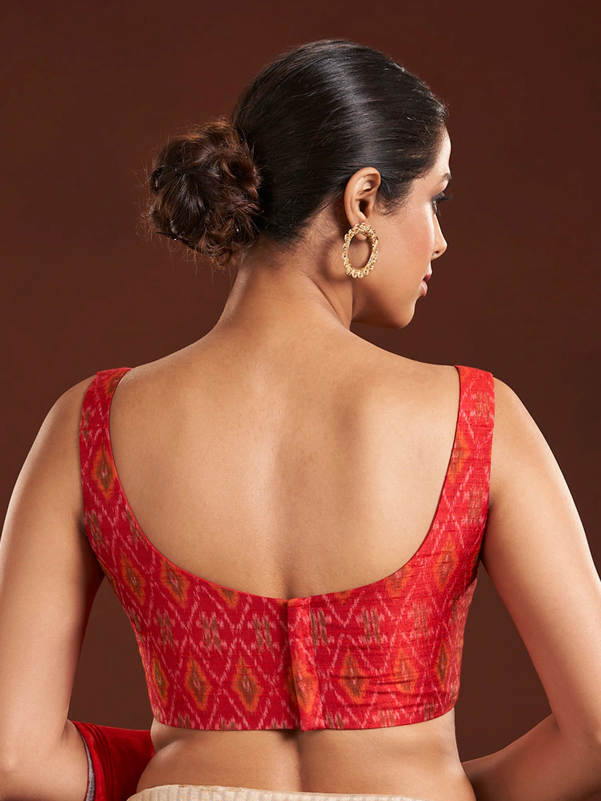 Printed Red Silk Blouse 4 Printed Red Silk Blouse - Image 4