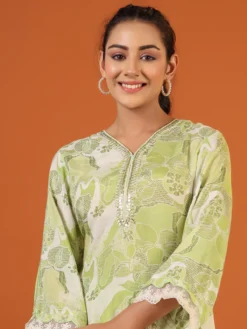 Printed Sage Green Silk Co Ord Set -Saree Luxe Shop printed sage green silk co ord set 1695979908as2797041 5