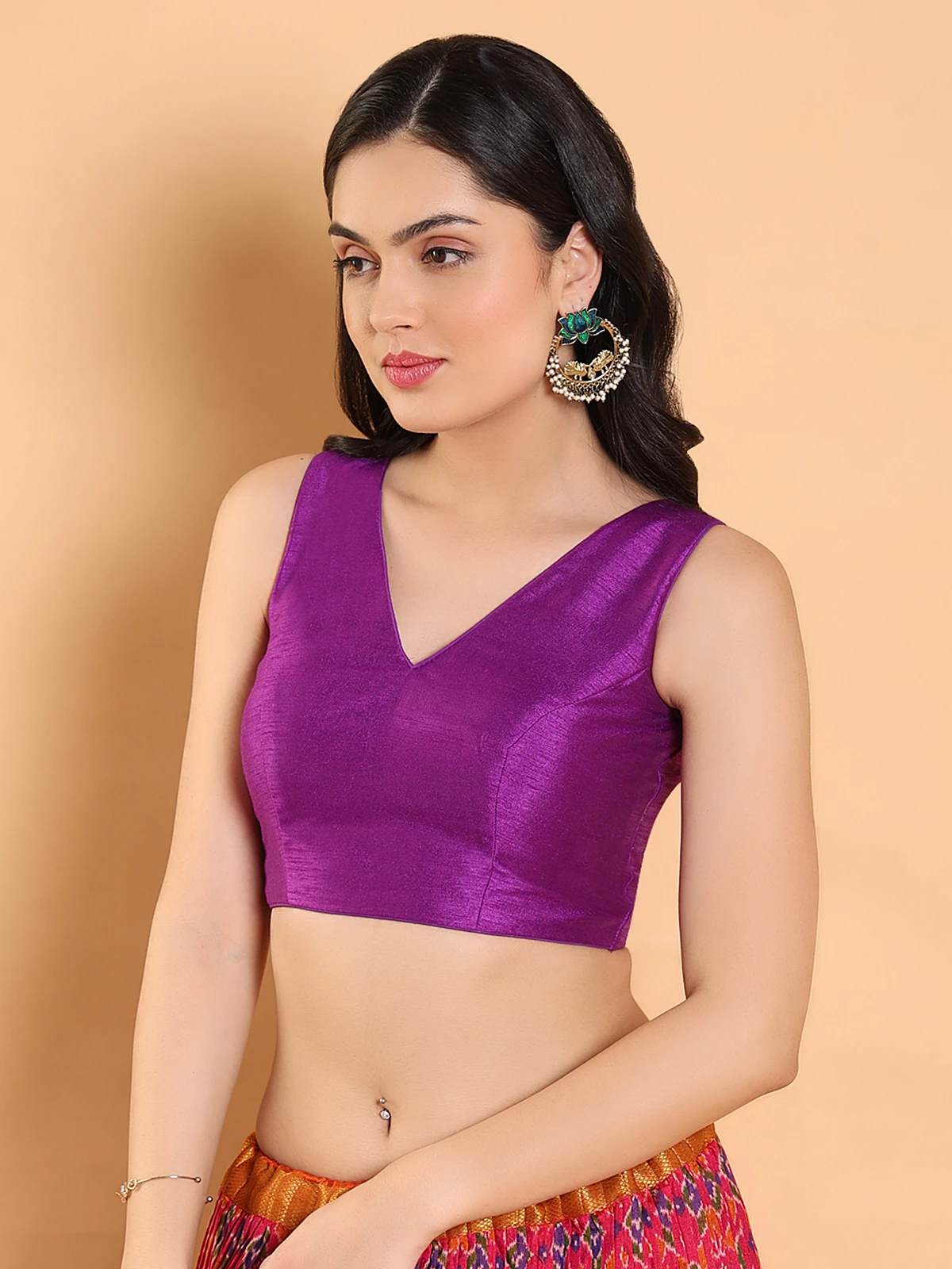 Purple Dupion Silk Plain Blouse 3 Purple Dupion Silk Plain Blouse - Image 3