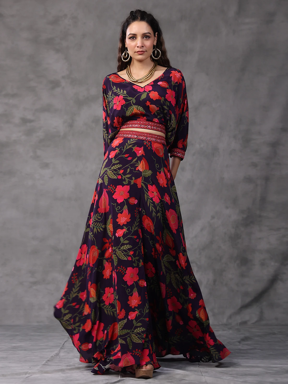 Purple Floral Printed Co Ord Set 3 Purple Floral Printed Co Ord Set - Image 3