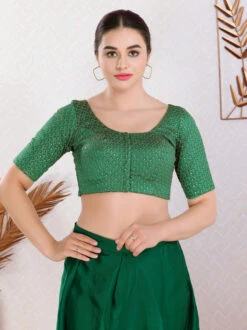 Rama Green Art Silk Blouse -Saree Luxe Shop rama green art silk blouse 1684124291x 1091 elb green 3