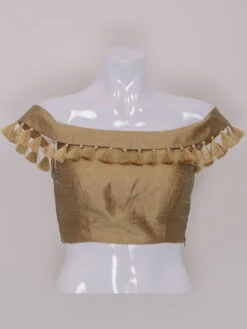 Raw Silk Gold Color Ready Made Blouse