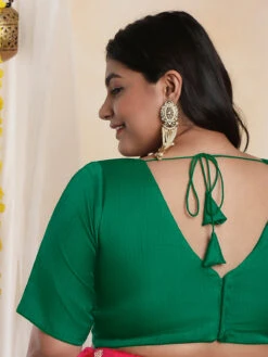 Raw Silk Green Blouse -Saree Luxe Shop raw silk green blouse 1703068686plssb00004 gren 2