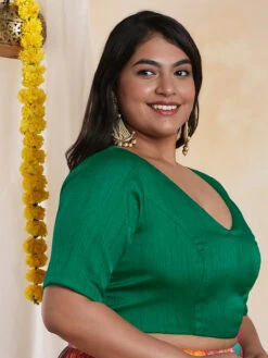 Raw Silk Green Blouse -Saree Luxe Shop raw silk green blouse 1703068686plssb00004 gren 4