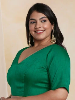 Raw Silk Green Blouse
