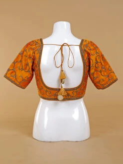 Raw Silk Orange Readymade Blouse