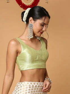 Silk Light Green Ready Made Blouse