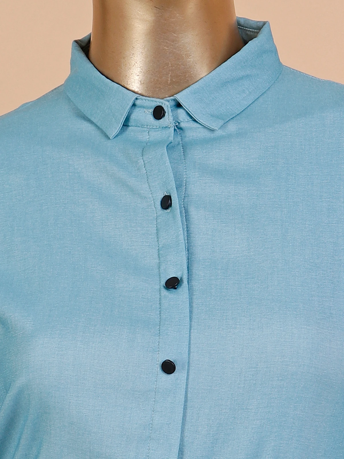 Sky Blue Color Plain Dress In Cotton 1 Sky Blue Color Plain Dress In Cotton