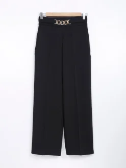 Solid Black Terry Rayon Trouser