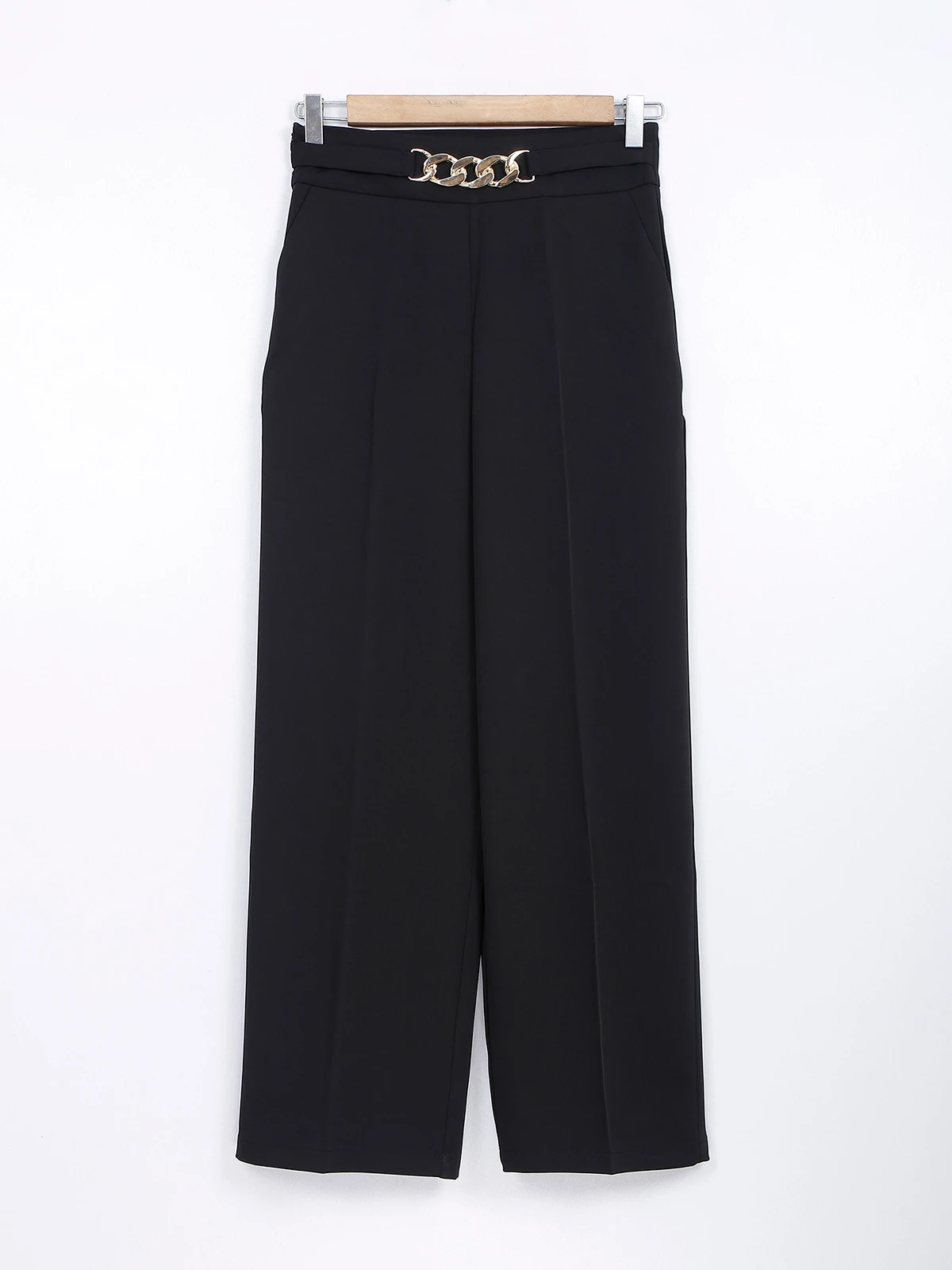 Solid Black Terry Rayon Trouser 1 Solid Black Terry Rayon Trouser