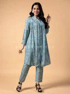 Stone Blue Crepe Co Ord Set -Saree Luxe Shop stone blue crepe co ord set 1675165646as2479773 3