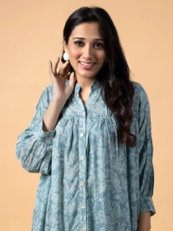 Stone Blue Crepe Co Ord Set -Saree Luxe Shop stone blue crepe co ord set 1675165646as2479773 4