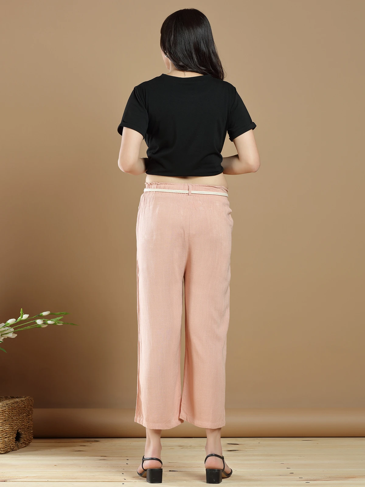 Stunning Peach Hued Linen Palazzo Pant 2 Stunning Peach Hued Linen Palazzo Pant - Image 2