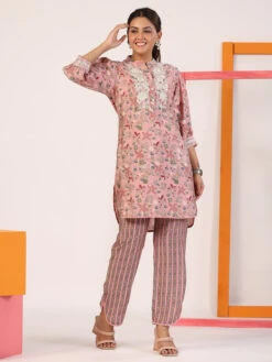 Stunning Pink Cotton Co Ord Set -Saree Luxe Shop stunning pink cotton co ord set 1696742953as2805176 2