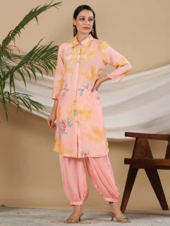 Stunning Pink Silk Co Ord Set -Saree Luxe Shop stunning pink silk co ord set 1690879241as2718558 1