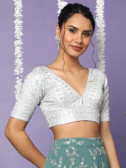 Stunning Silver Silk Blouse