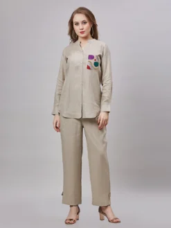 Stylish Beige Cotton Co Ord Set
