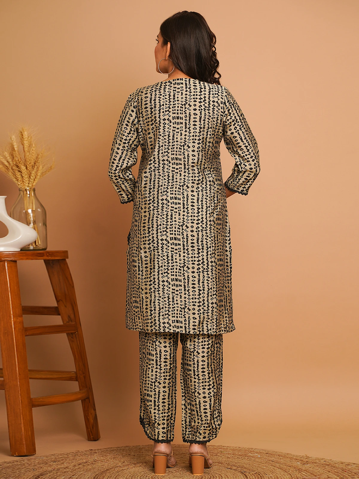 Stylish Beige Silk Co Ord Set 5 Stylish Beige Silk Co Ord Set - Image 5