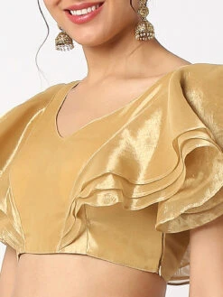 Stylish Gold Organza Blouse -Saree Luxe Shop stylish gold organza blouse 1703056857mmb0019 gold 4