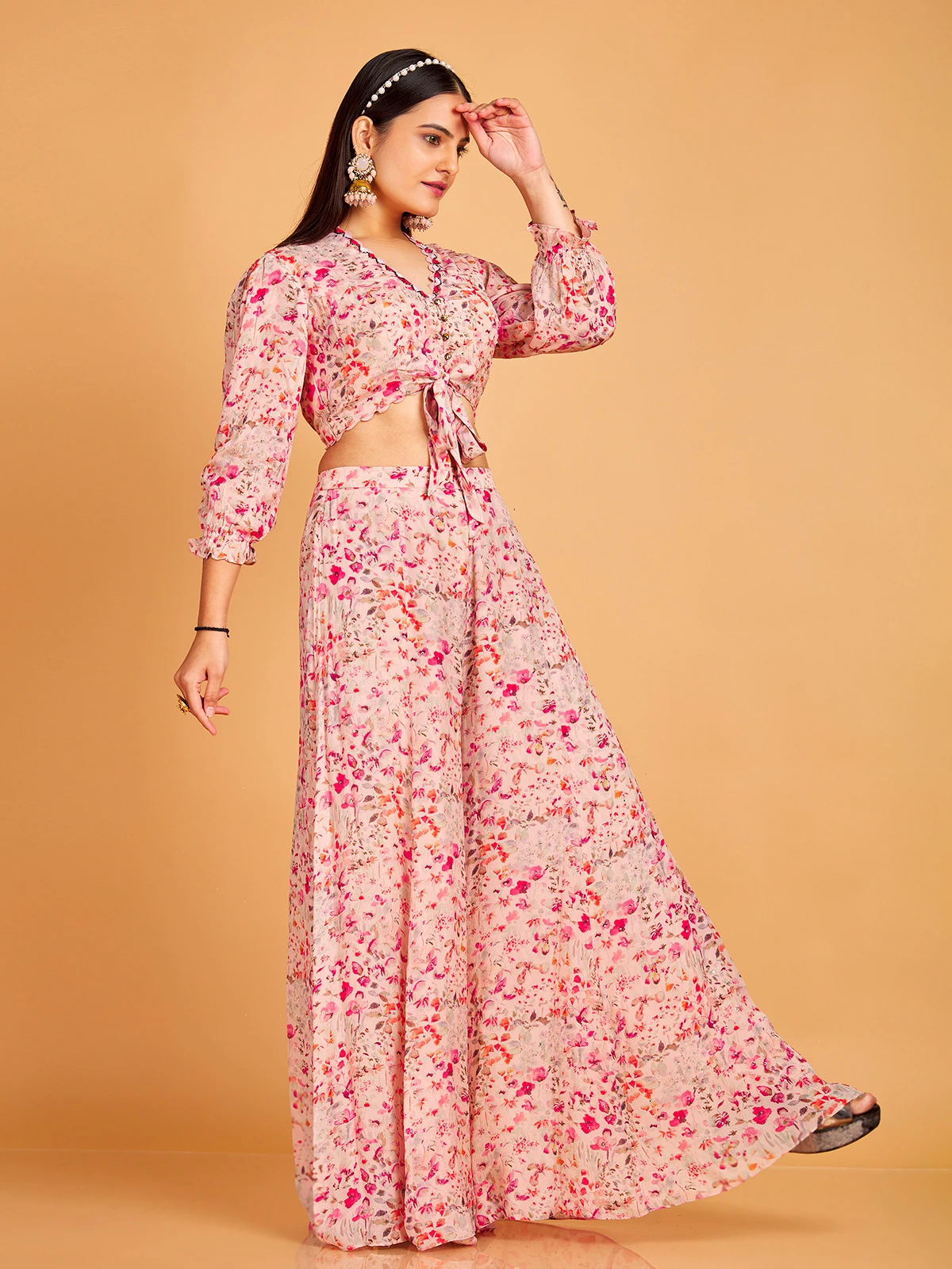 Stylish Pink Georgette Co Ord Set 4 Stylish Pink Georgette Co Ord Set - Image 4