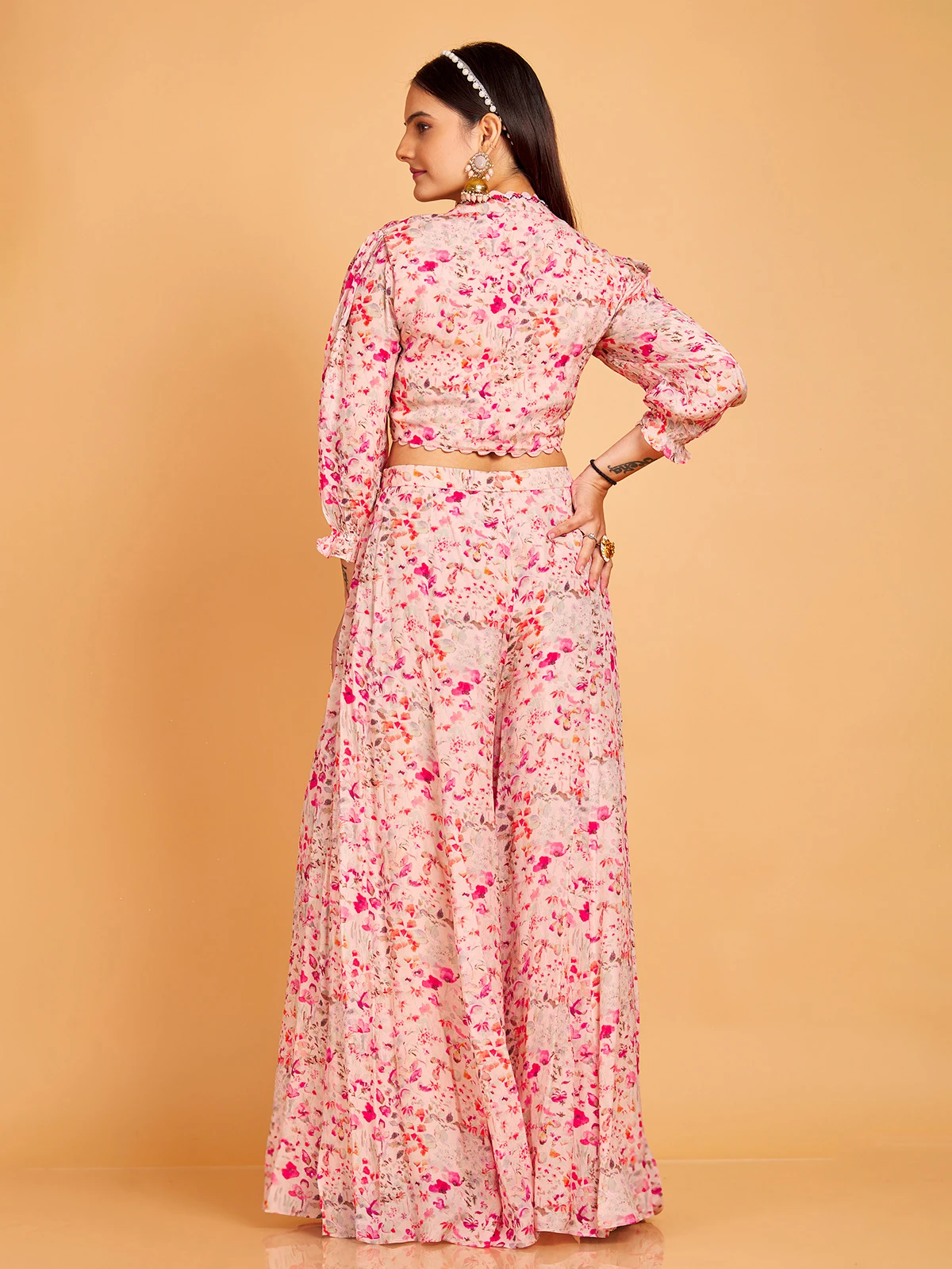 Stylish Pink Georgette Co Ord Set 2 Stylish Pink Georgette Co Ord Set - Image 2