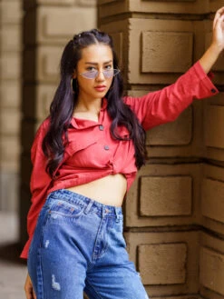Stylish Plain Maroon Cotton Shirt