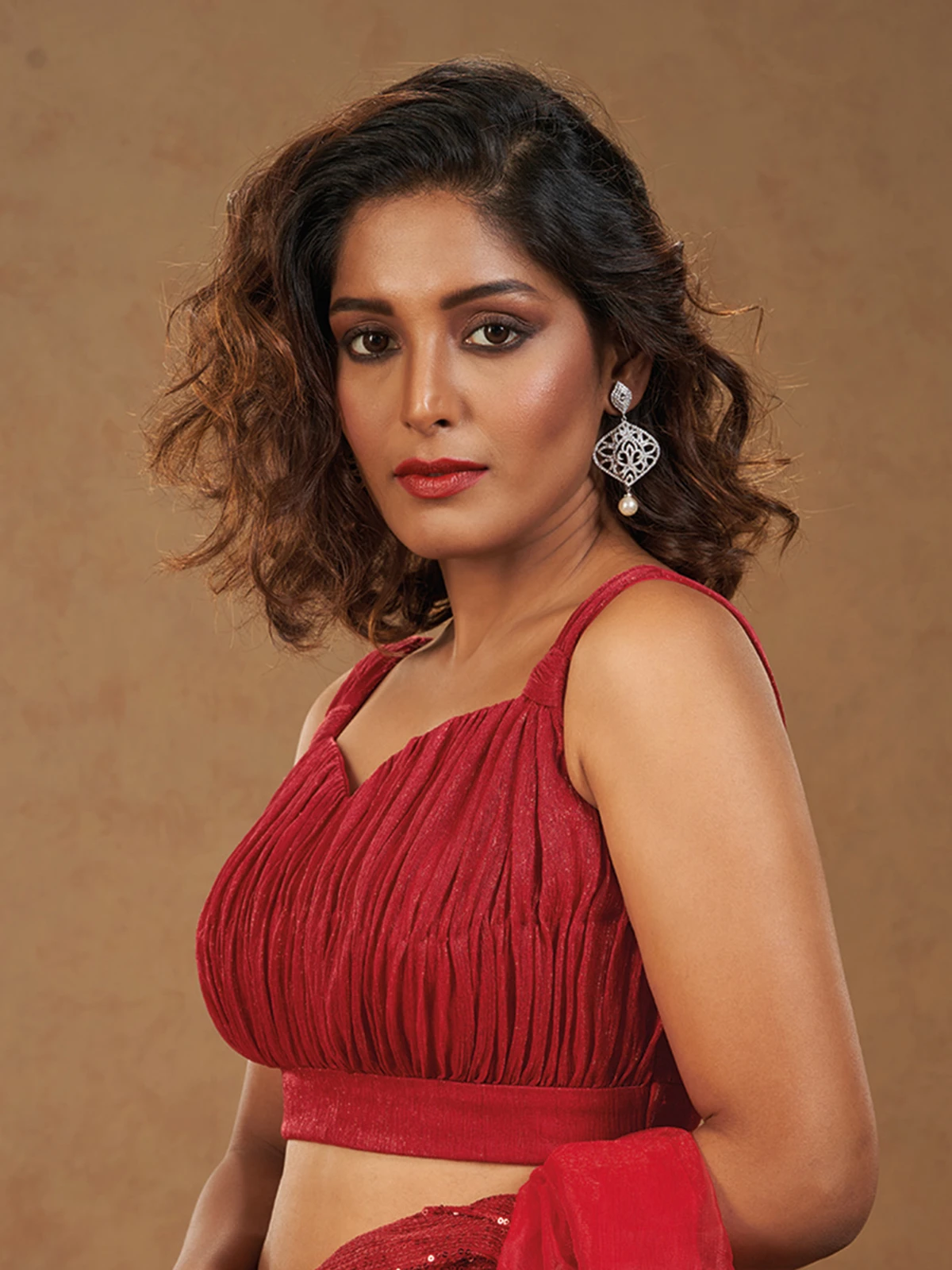 Stylish Red Silk Blouse 4 Stylish Red Silk Blouse - Image 4