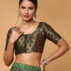 Teal Green Silk Zari Woven Blouse