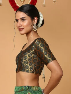 Teal Green Silk Zari Woven Blouse -Saree Luxe Shop teal green silk zari woven blouse 1704369583ssb4411 bogr 3