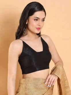 Trendy Black Plain Silk Blouse -Saree Luxe Shop trendy black plain silk blouse 1704973892ss vf 0015 1