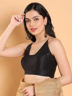 Trendy Black Plain Silk Blouse -Saree Luxe Shop trendy black plain silk blouse 1704973893ss vf 0015 2