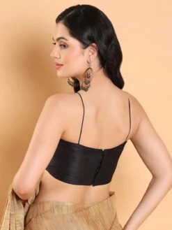 Trendy Black Plain Silk Blouse -Saree Luxe Shop trendy black plain silk blouse 1704973893ss vf 0015 3