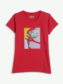 Trendy Cotton Red Printed T Shirt -Saree Luxe Shop trendy cotton red printed t shirt 1694423341as2747900 1