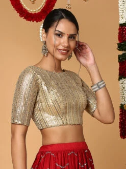 Trendy Gold Color Silk Blouse