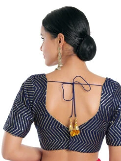 Trendy Navy Silk Blouse