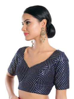 Trendy Navy Silk Blouse -Saree Luxe Shop trendy navy silk blouse 1704180920ssb4363 nvbl 3