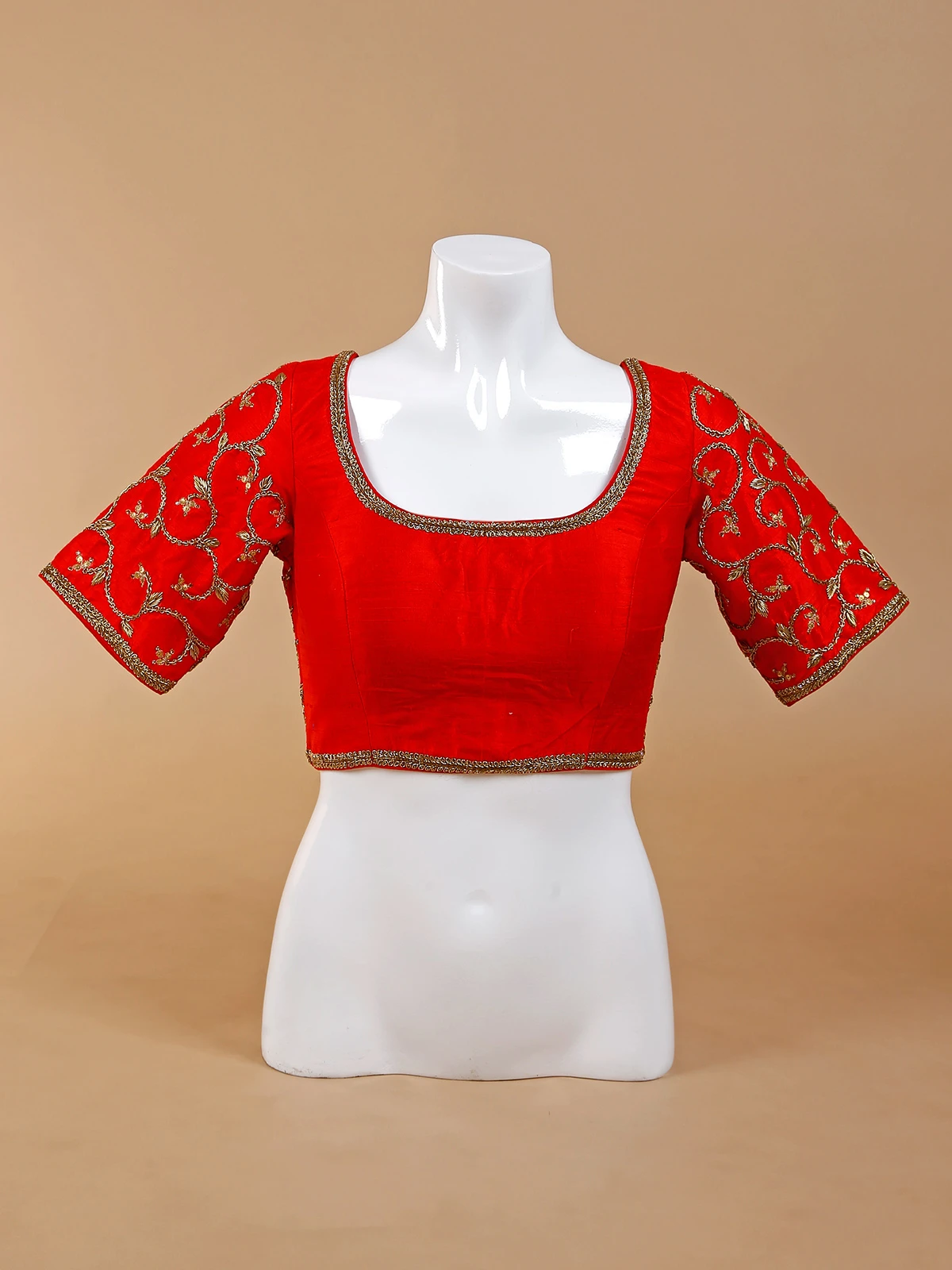 Trendy Raw Silk Red Blouse 2 Trendy Raw Silk Red Blouse - Image 2