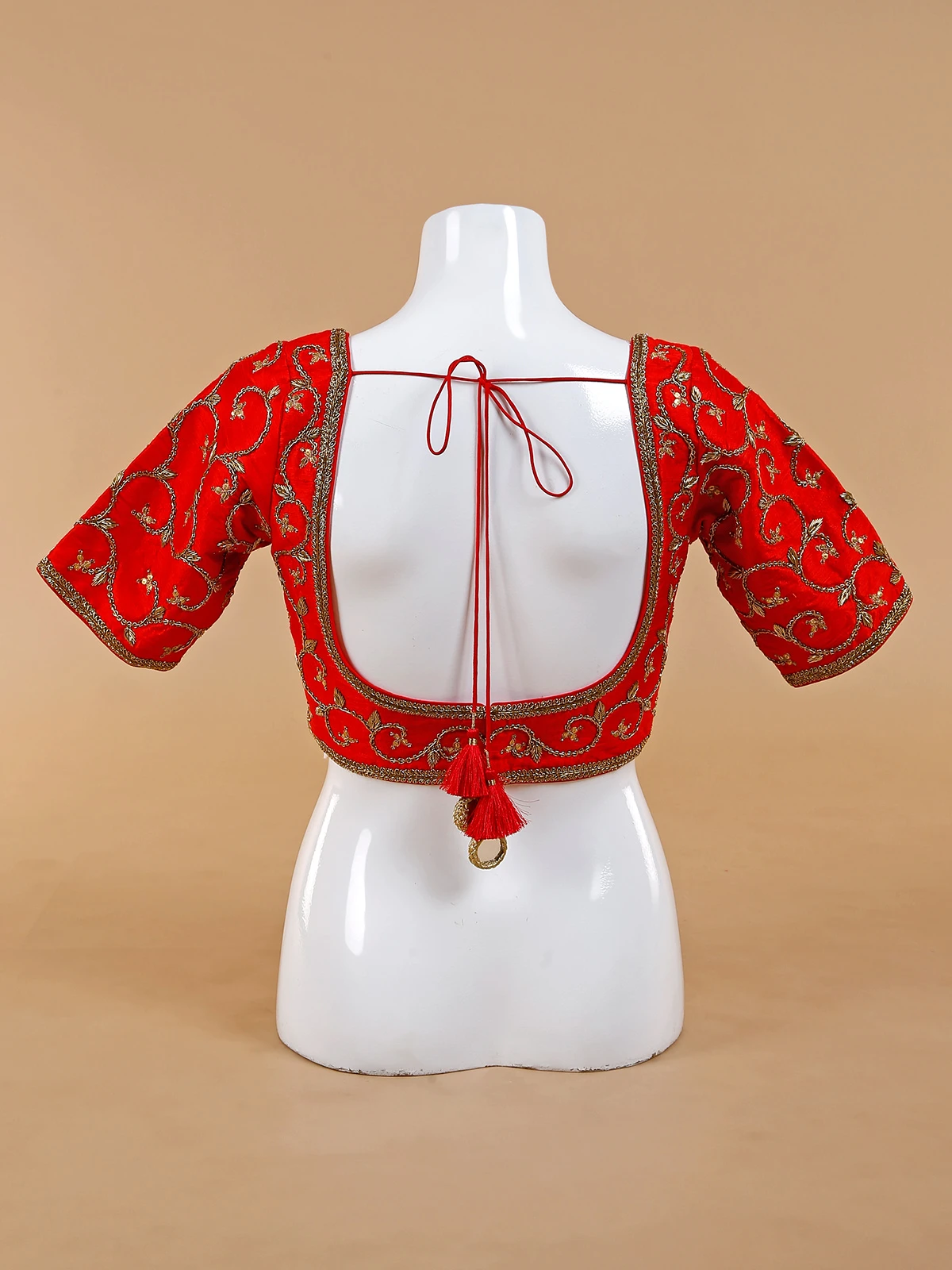 Trendy Raw Silk Red Blouse 3 Trendy Raw Silk Red Blouse - Image 3