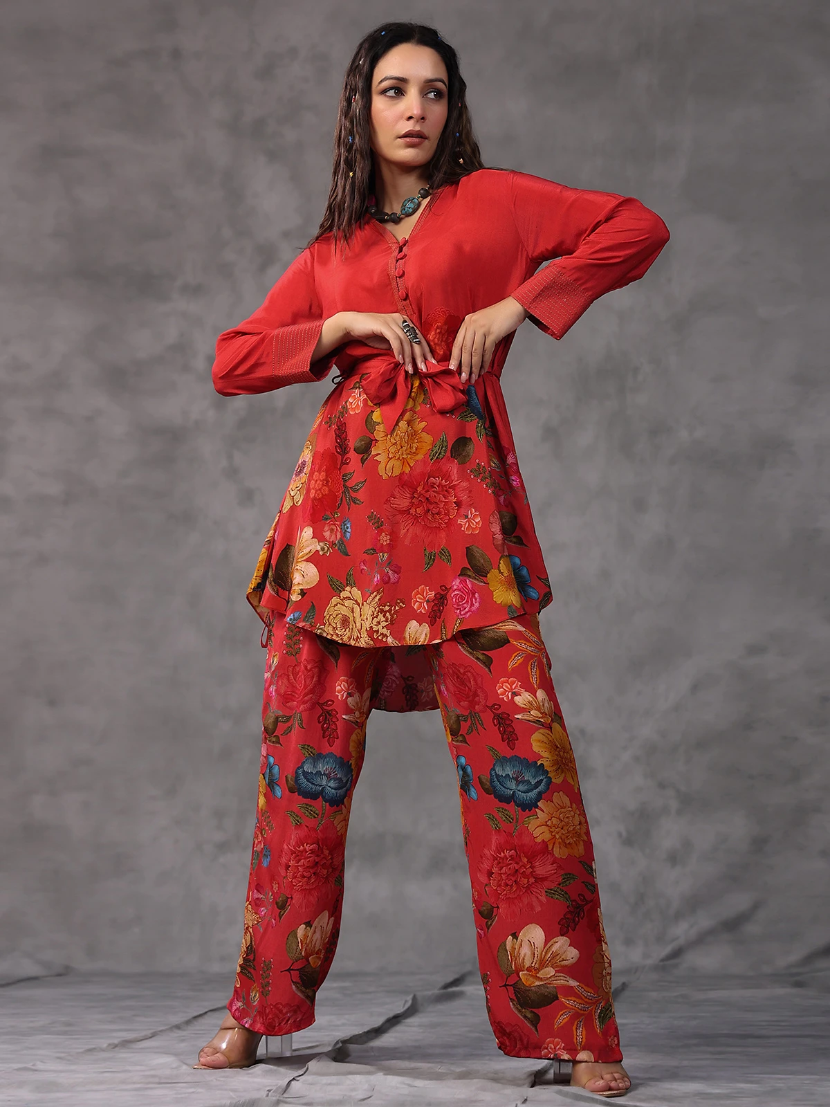 Trendy Red Printed Co Ord Set 3 Trendy Red Printed Co Ord Set - Image 3