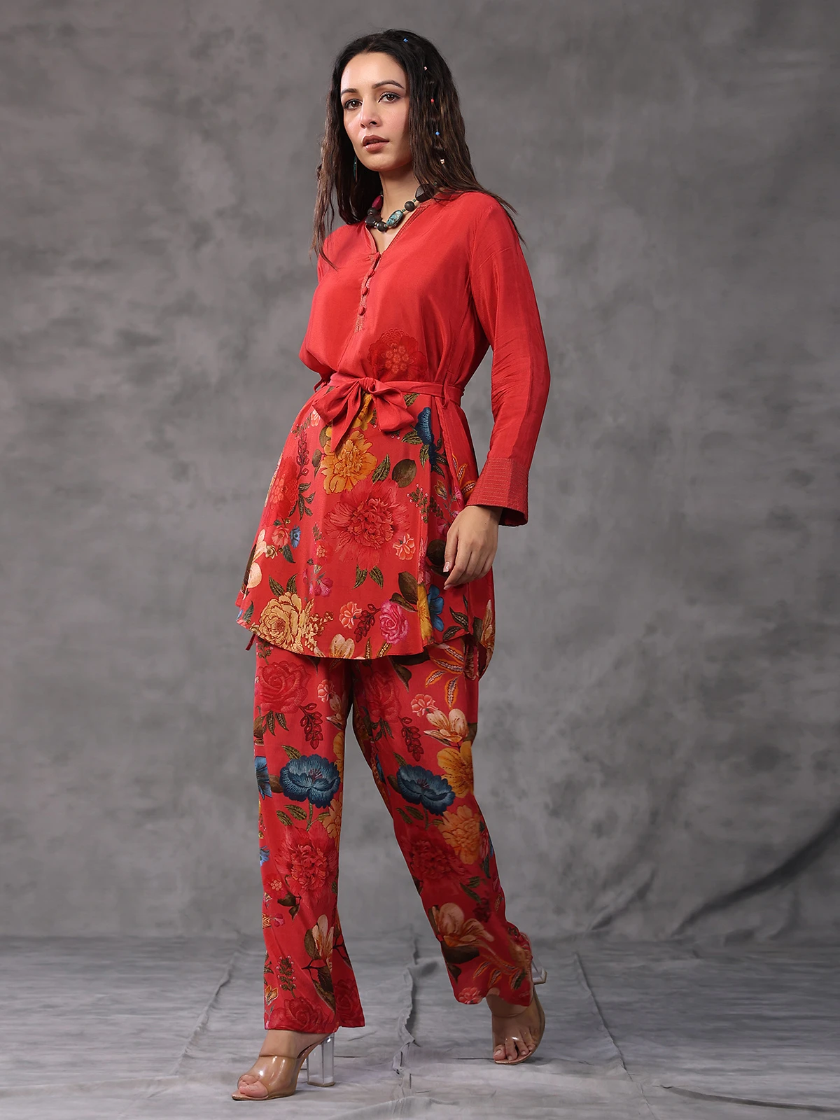 Trendy Red Printed Co Ord Set 1 Trendy Red Printed Co Ord Set