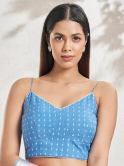 Trendy Sky Blue Printed Blouse -Saree Luxe Shop trendy sky blue printed blouse 1703228045ss md 0009