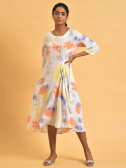 W White Printed Wrap Dress -Saree Luxe Shop w white printed wrao dress 168007139123few19337 121022 1