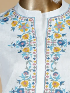 White Cotton Co Ord Set With Embroidery -Saree Luxe Shop white cotton co ord set with embroidery 1679986581as2530315 3