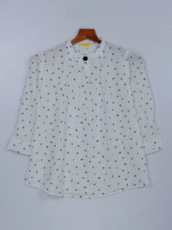 White Georgette Printed Casual Top